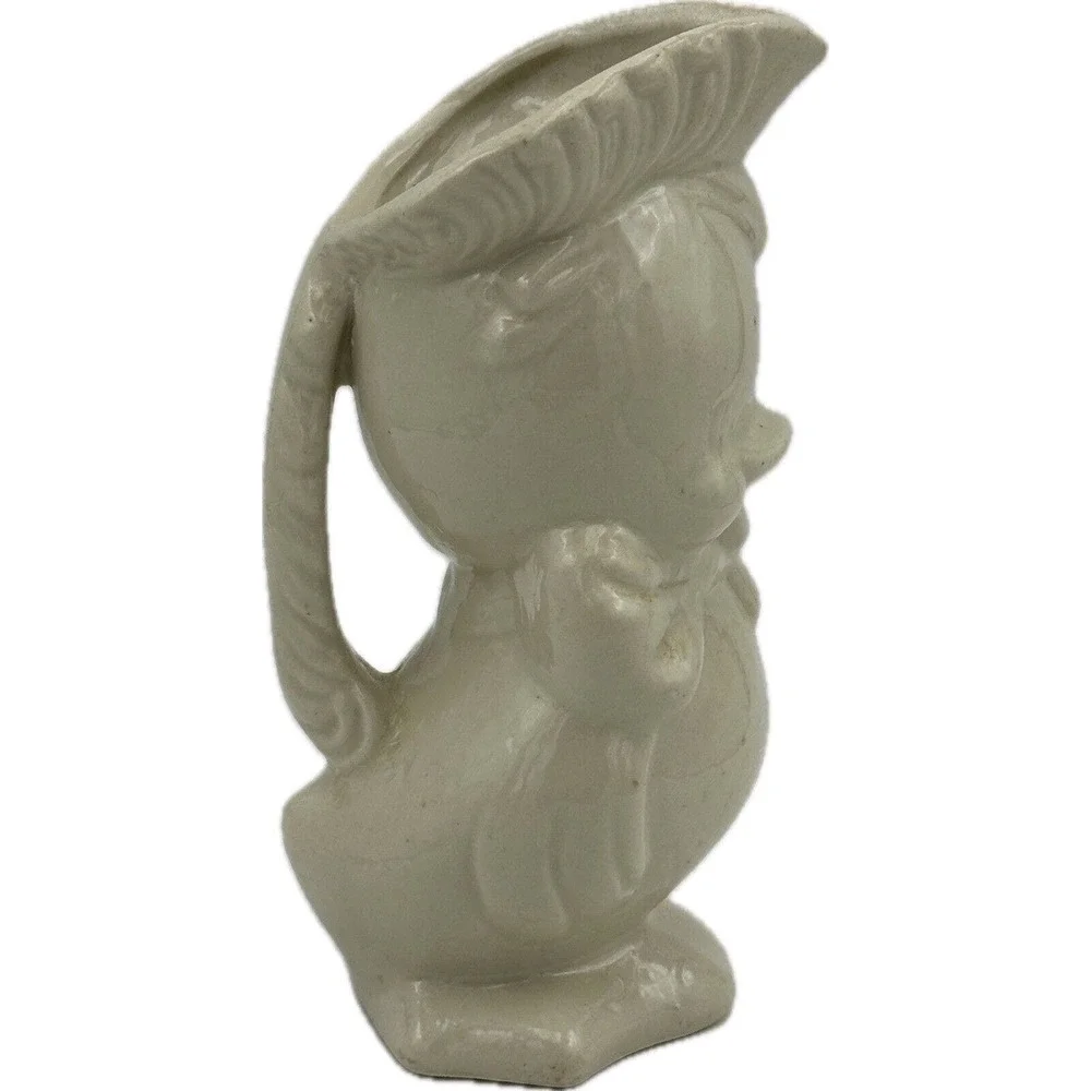 Vtg Shawnee Pottery Duck Bird Pitcher Jug White 7 1/2